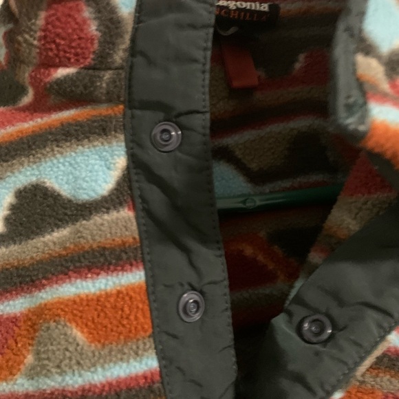 Patagonia Men's Small RARE Aztec Cinder Delta Red Print Synchilla Snap Pullover - Picture 5 of 7